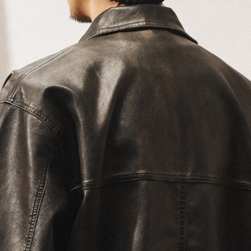 Vintage Leather-Like Blouson P1842